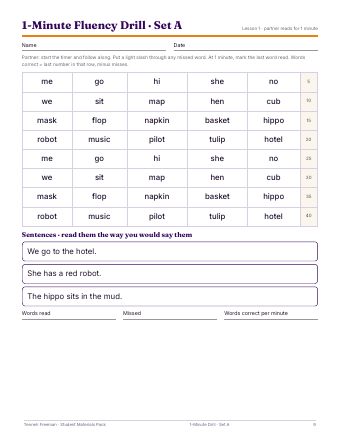 Preview: 1-minute fluency drill